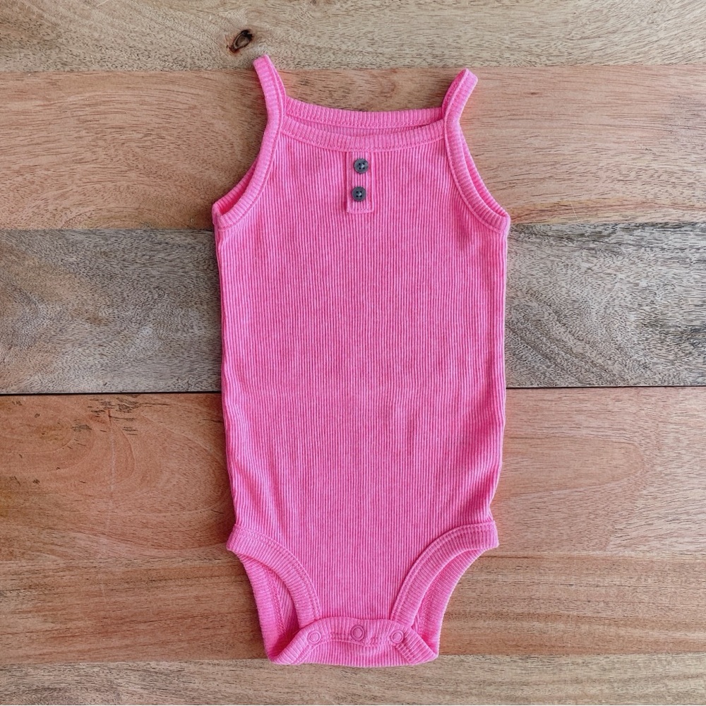 $2 carters Pink Ribbed Kids One Piece bodysuit 3m baby girl